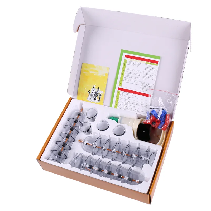 طقم أكواب الحجامة مكون من 24 قطعة مع مضخة هواء يدوية، مناسبة لتدليك الظهر #2