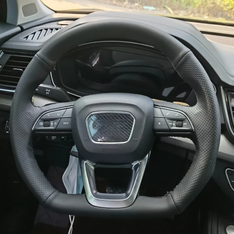 

Braid Car Steering Wheel Cover Wrap Hand Sewing Wear Resistant Microfiber Leather For Audi Q5 SQ5 2017-2019 Q3 2018 2019 Q8 SQ8