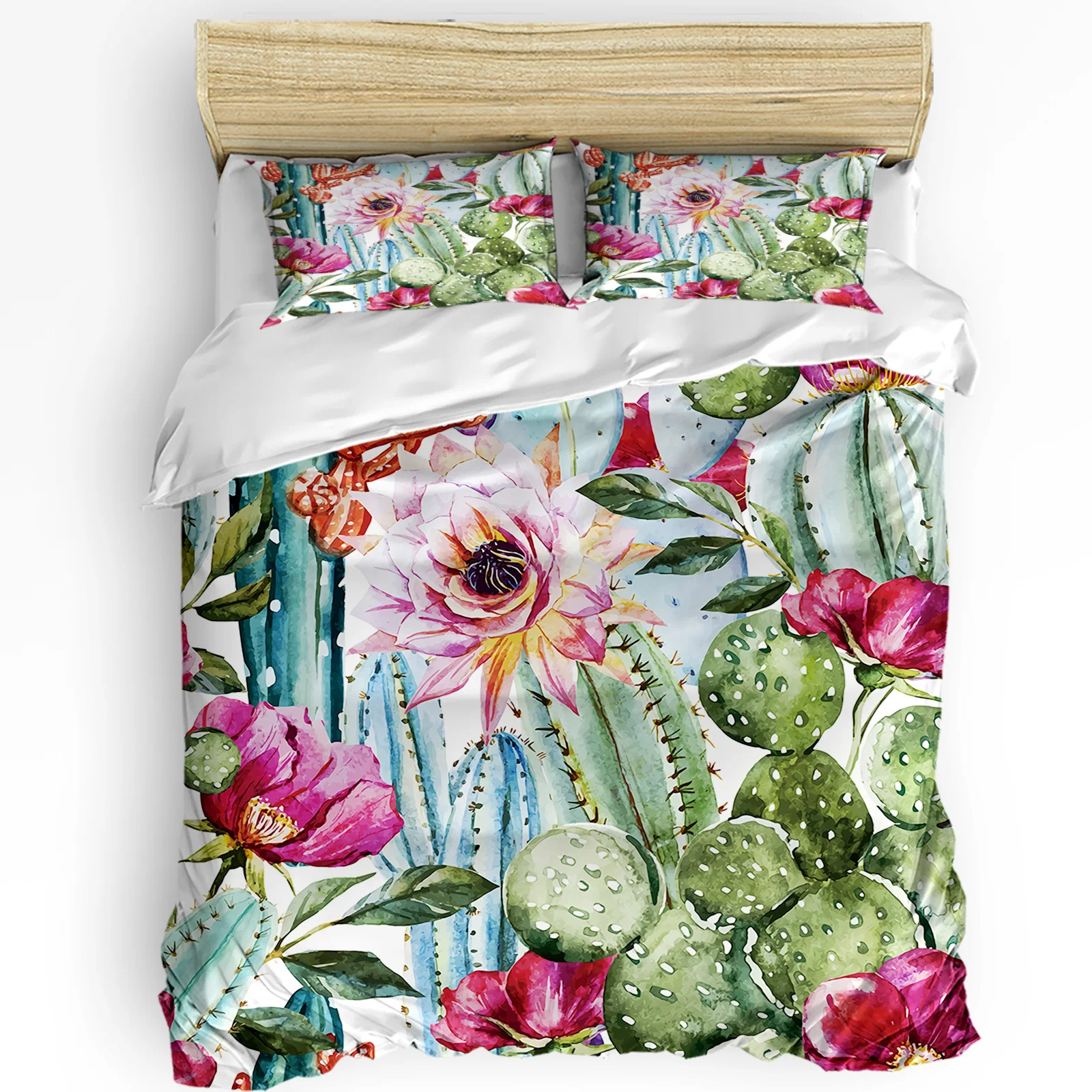 

Plant Cactus Flower Art Duvet Cover with Pillow Case Custom Comforter 3pcs Bedding Set Quilt Cover Double Bed Home Textile