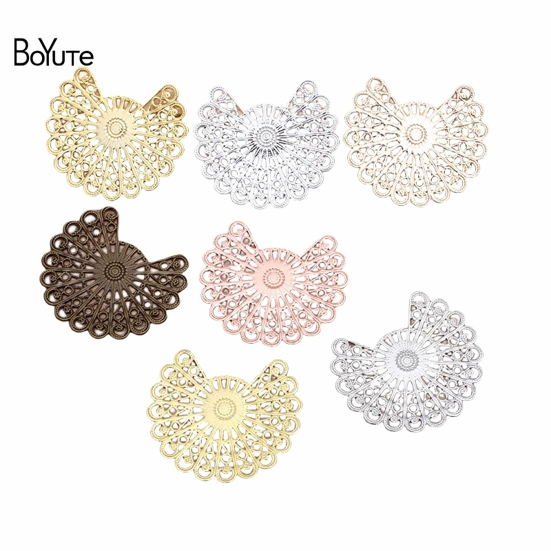 BoYuTe (50 Pieces/Lot) 38*33MM Flower Filigree Findings Wholesale Brass Material Handmade DIY Jewelry Accessories