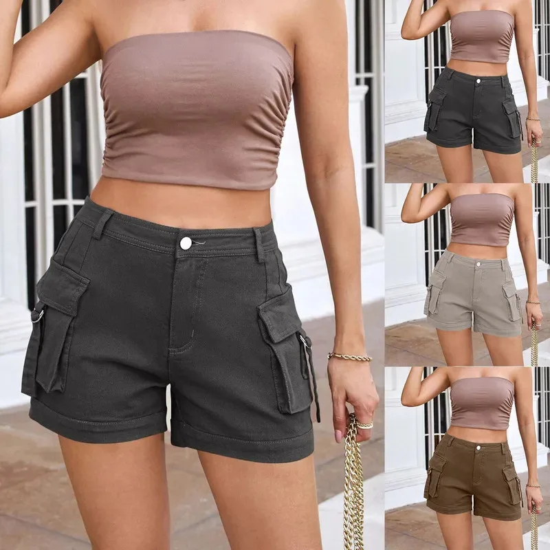 女性の夏のカーゴショーツカジュアルビーチショートパンツ原宿シックなデニムショートパンツ Y2k すべて一致ストリート女性ボトムス