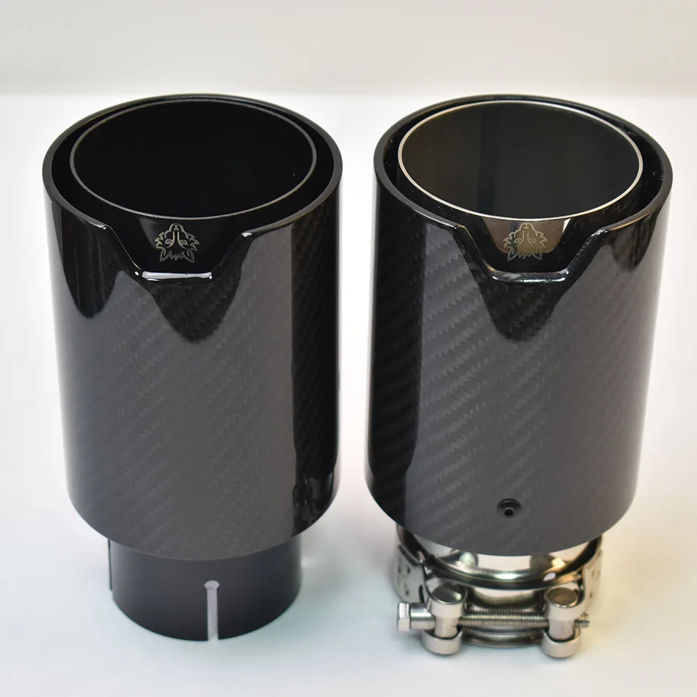 1Piece 93mm Outlet Car Universal M Performance Glossy Black Exhaust Pipe  Carbon Fiber Muffler Tip  For E63