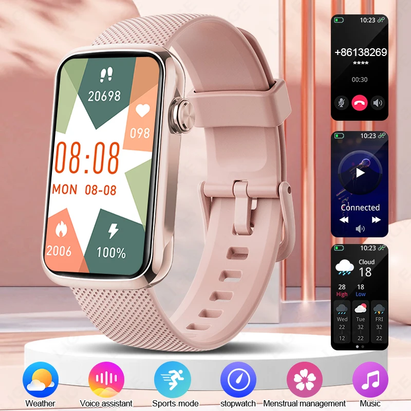 LIGE Sport Fitness Smart Bracelet Women Heart Rate Smart Watch 1.47'' Health Monitor Waterproof Step Count Smartwatch Ladies Men