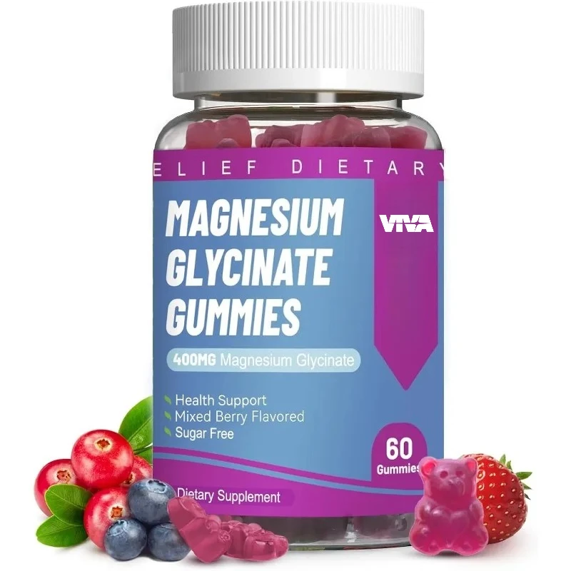 400mg magnesium glycinate gummies contain 200mg L-threonine, vitamin D, B6, and coenzyme Q10, suitable for muscle health