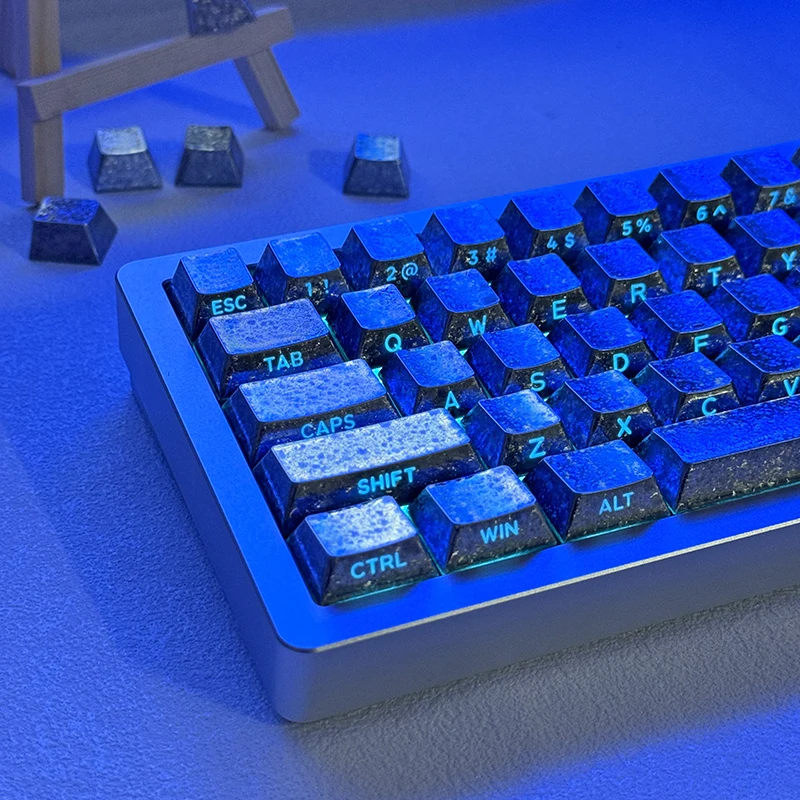 

Frost silver 61 keycap mechanical keyboard PBT side engraved metal wooting60 original factory