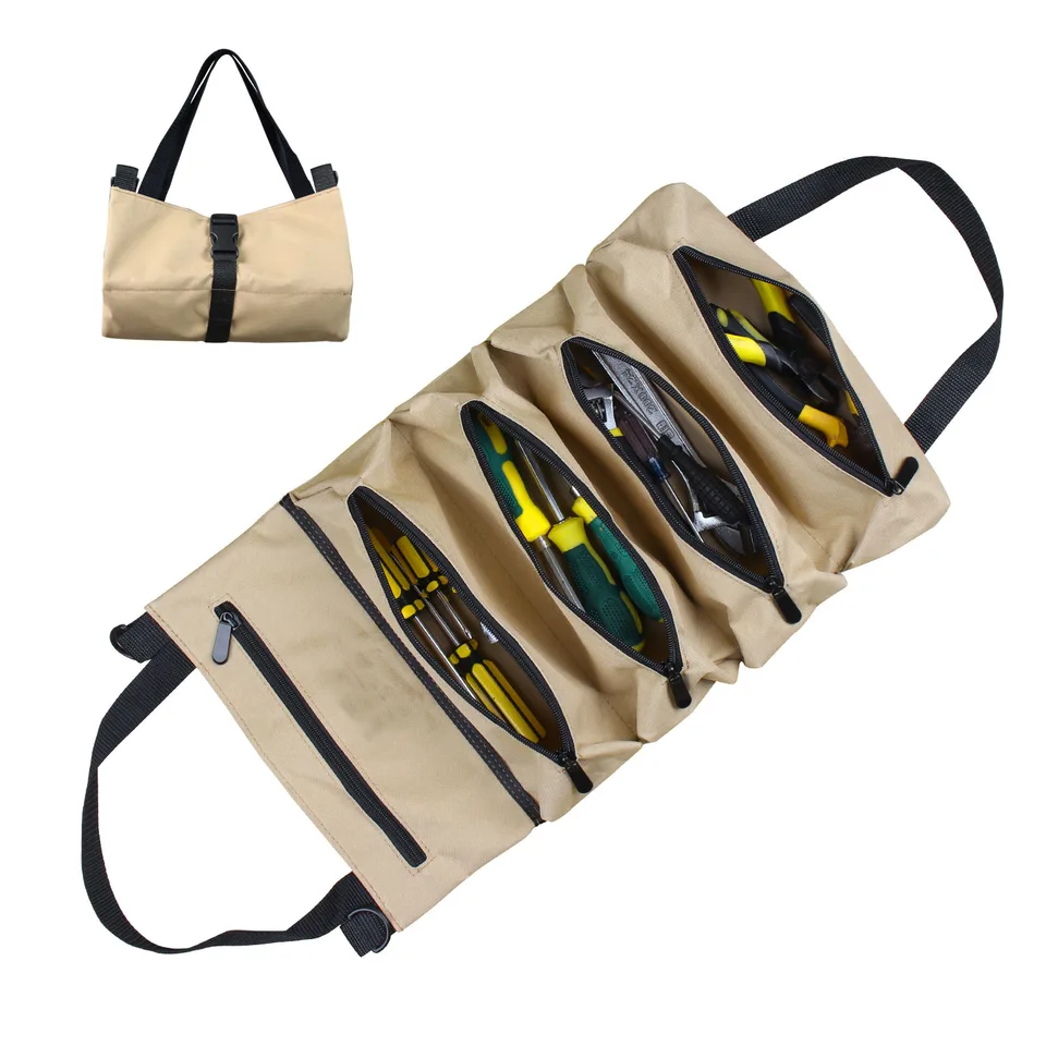 MFMEXUL Drill Bit Organizer Bag – Roll-Up Canvas Pouch With Multiple Slots, Portable Tool Storage For Bits & Sockets