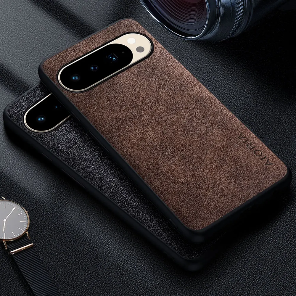 Premium-Luxus-Leder-Handyhülle für Google Pixel 10 Pro XL Fold 10A, Retro-Business-Stil, einfarbige Hülle