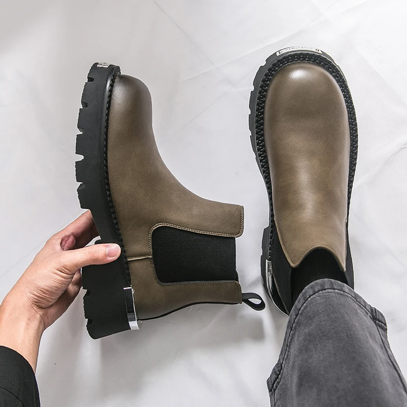 

Men's autumn and winter boots Luxury designer minimalist style Business Office Daily outdoor quality shoes Thick bottomed New