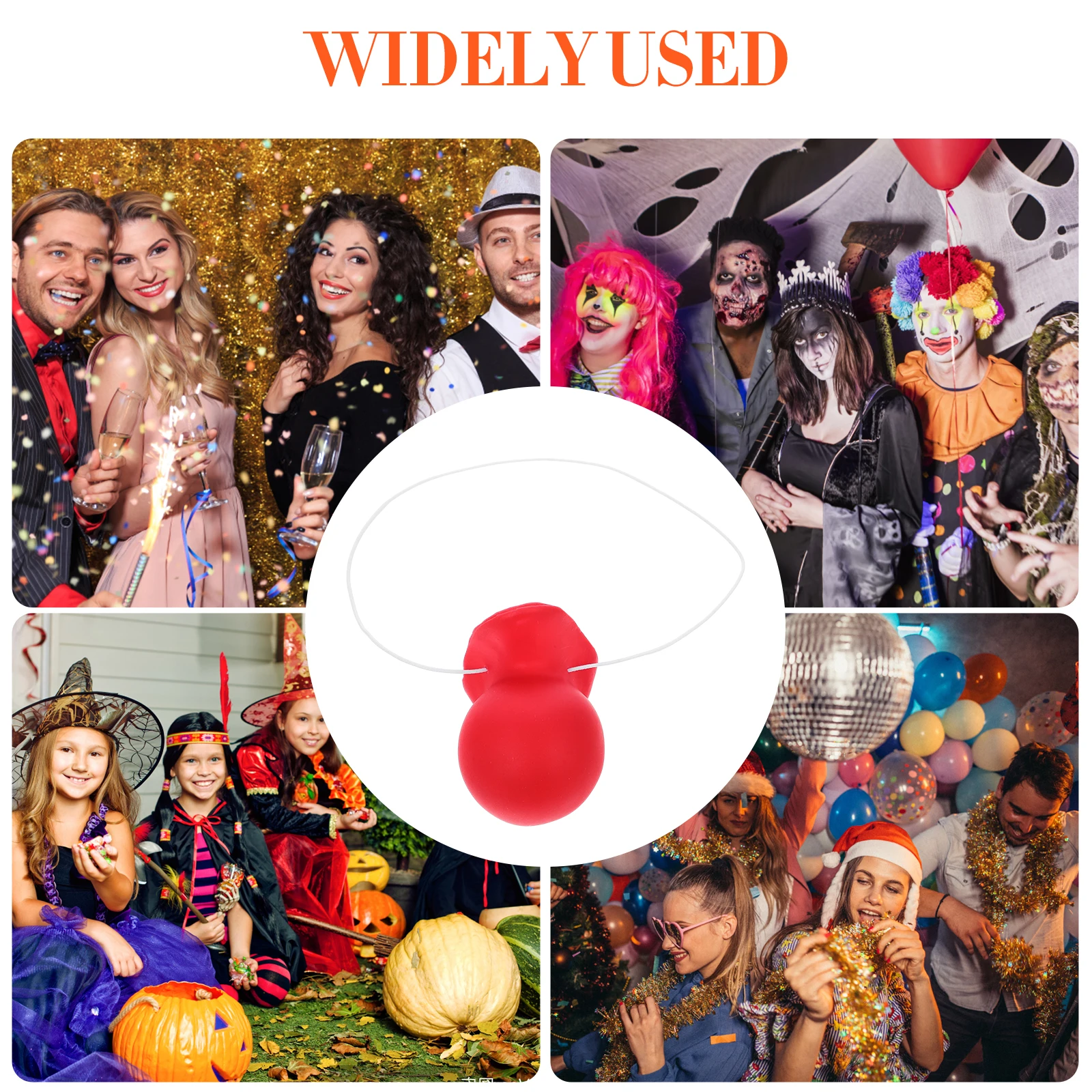 

6pcs Red Clown Noses Large Size Reusable Rubber Costume Accessory for Halloween Party Carnivals Props toy