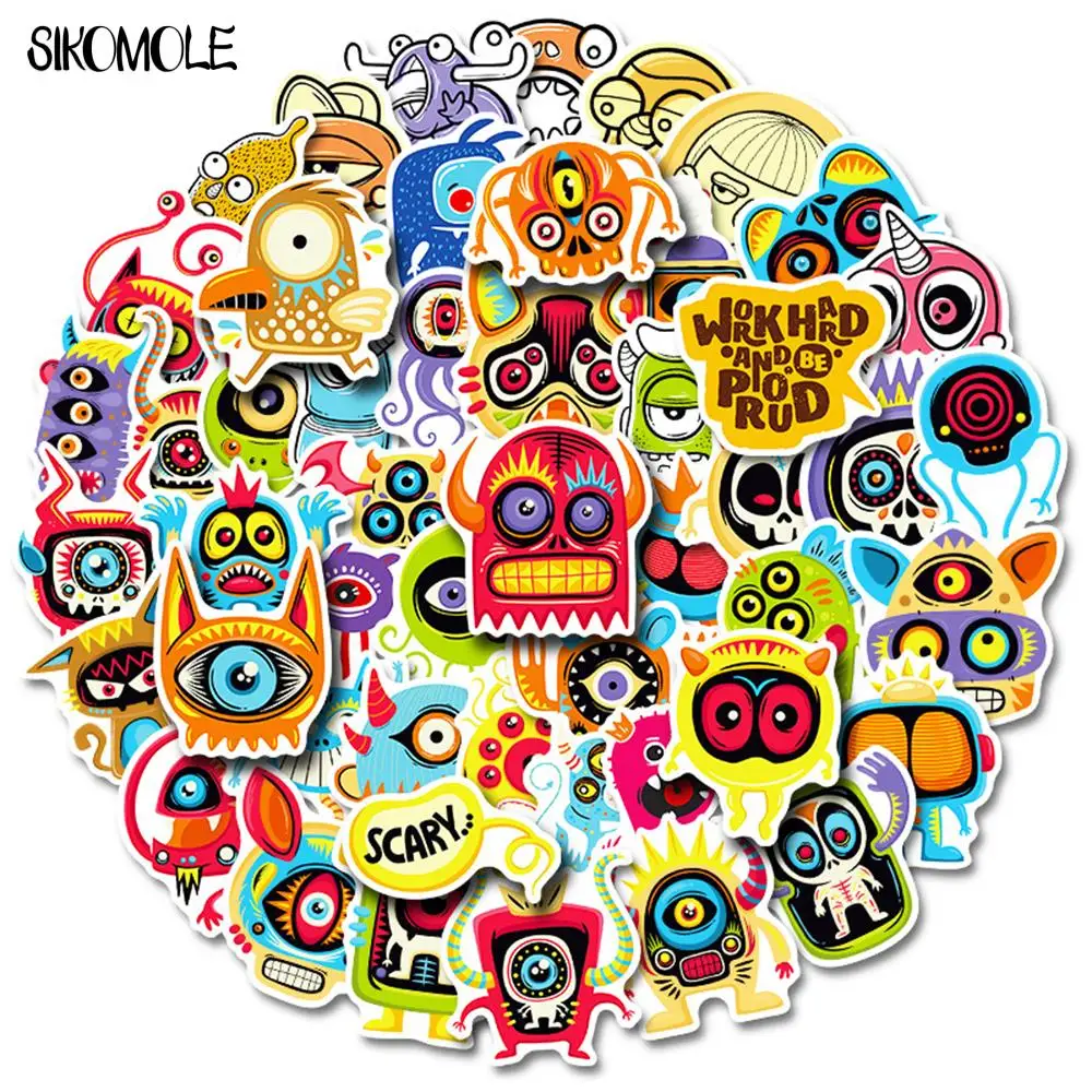 10/30/50PCS Little Monster Sticker Children Cartoon For Guitar Helmet Luggage Suitcase DIY Classic Toy Decal Sticker For Kid F5