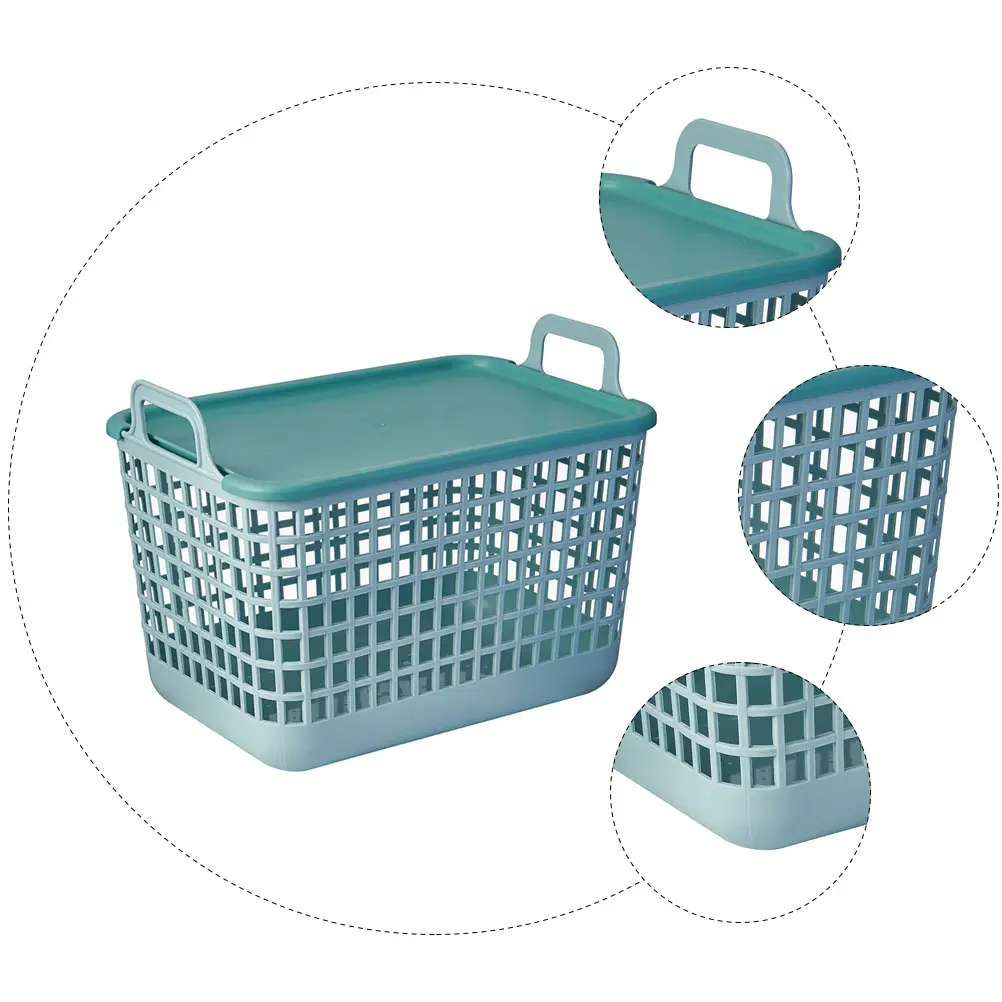 

Multipurpose Storage Green Medium Lid Bathroom Cloth Multipurpose Basket Toy Book ganizer Plastic PP H Large Capacity