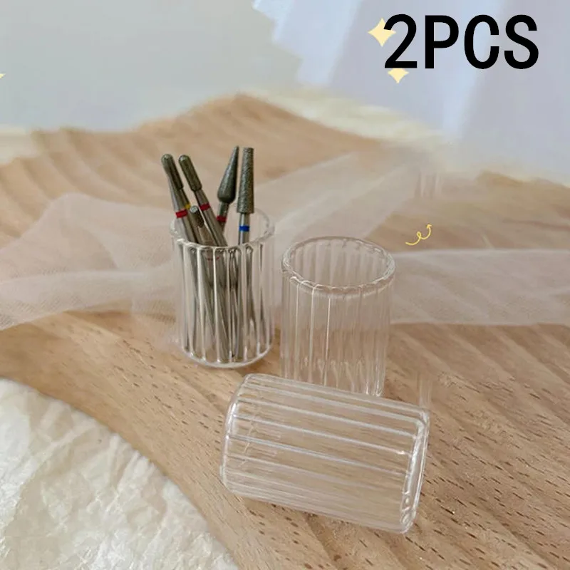 1/2PCS Small Glass Nail Cup Crystal Liquid Bowl Holder Wash Nail Pen Dish Polishing Head Cup Jewelry Storage Box Manicure Tool