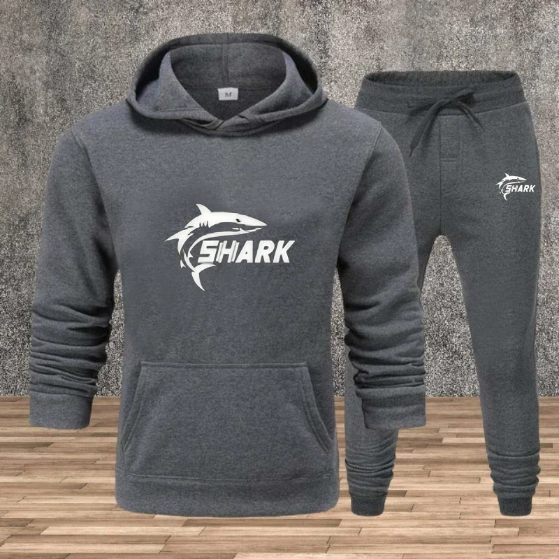 

Мужской теплый спортивный комплект, толстовка + повседневные брюки, модный, для бега, фитнеса, комплект из двух предметов, новая осенне-зимняя коллекция.