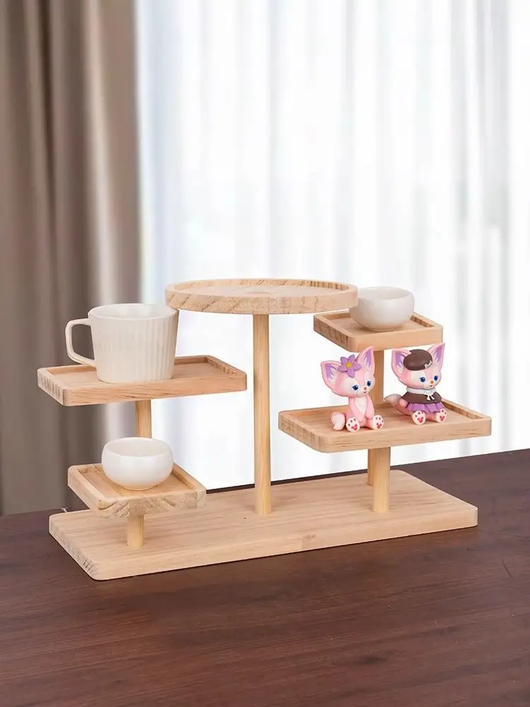 High Beauty Pine Shelf Cosmetics Manual Storage Dim Sum Storage Display Shelf Meat Ins Display