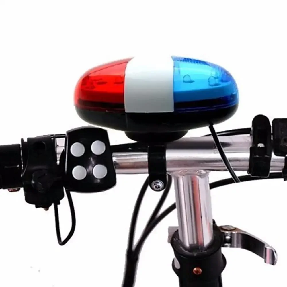 Bicycle Bell 6 LED 4 Tone Bicycle Horn LED Warning Bike Police Light Electric Horn Siren Kid Children Bike Scooter Cycling Lamp