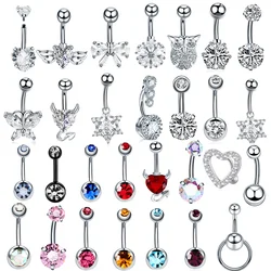 1PC Stainless Steel Belly Button Piercing Body Jewelry Women Cubic Zirconia Drop Dangle Earring Navel Piercing ombligo