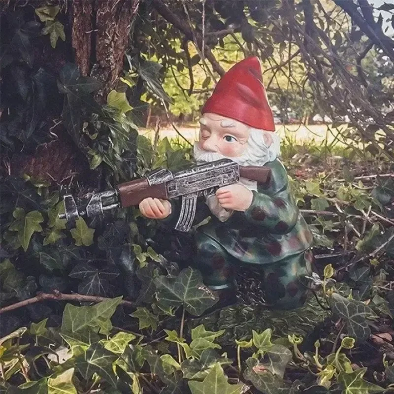 Creative Gnome Patio Resin Ornament Santa Funny Dwarf Statue Fight Figurine Sniper Sculpture Garden Desktop Lawn Ornament New