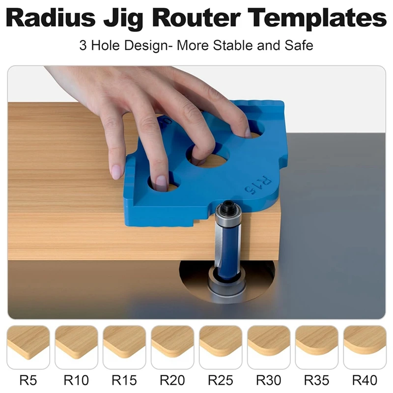 Modèles de routeur de gabarit de rayon, 4 pièces, modèles de routage de rayon d\'angle, haute dureté, routage ABS + CNC, coins arrondis, routeur