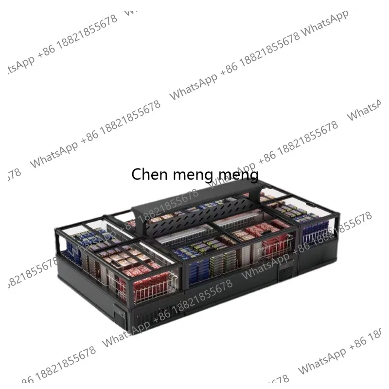

Комбинированный островной шкаф для супермаркетов, коммерческая морозильная камера с воздушным охлаждением, без морозильной камеры, большое окно, четырехстороннее стекло