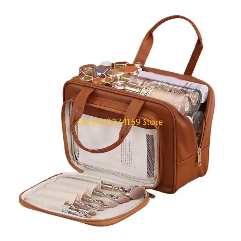 

G5AE Travel Makeup Bags Cosmetic Bag Large Capacity Make up Bag Standing Makeup Brush Holder for Women Girls