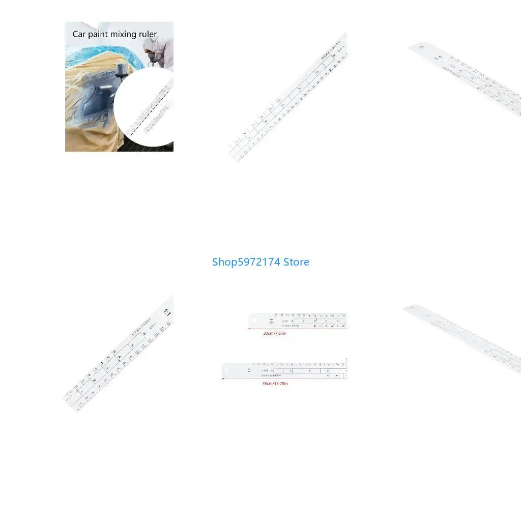 Y3NB Paint Mixing Ruler Scale Paint Mixing Ruler Standard Steel Painting Mixing Tool Car Paint Ruler Paint Measuring Tool