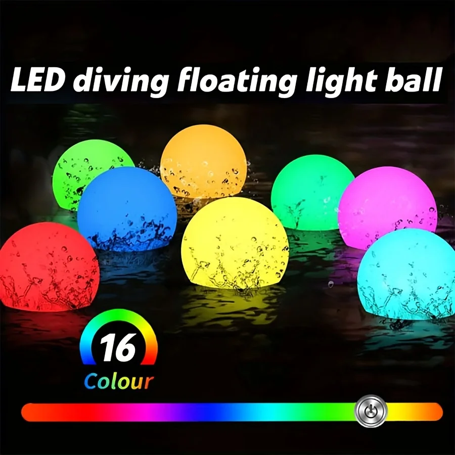 LED Small Night Light 16 Color Adjustable Round Ball Night Light Outdoor Waterproof Swimming Pool Floating Decoration Light