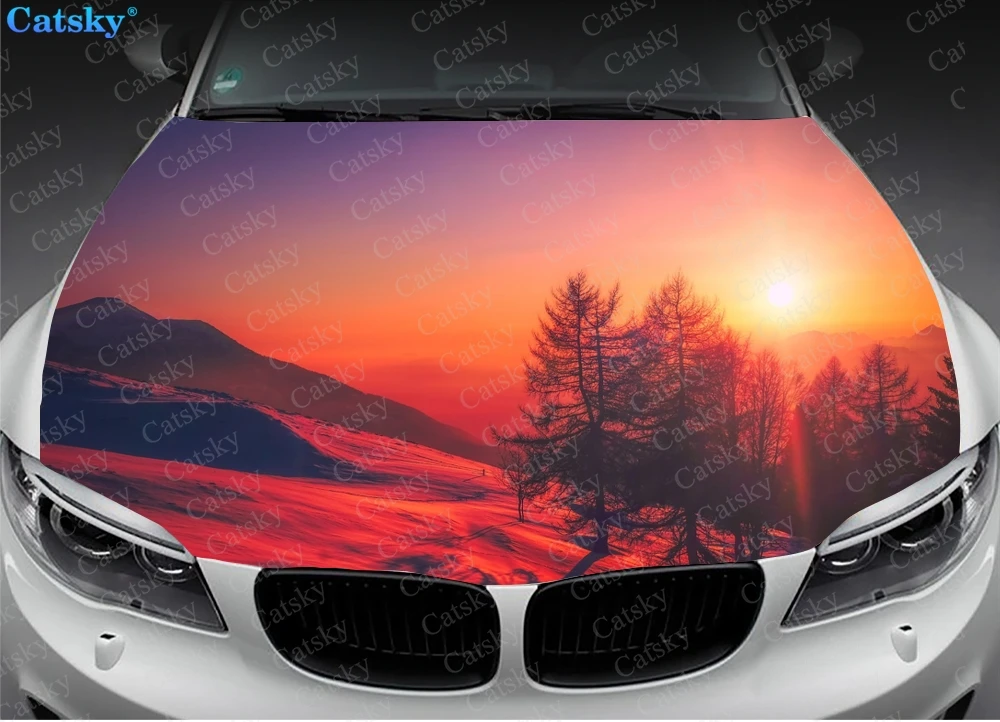 Beautiful Sunrise Car Hood Decals Self Adhesive Paint Stickers Car SUV Wraps Truck Graphics Car Hood Vinyl Decals