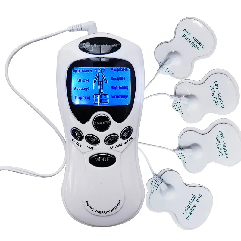 Pulse Tens การฝังเข็มนวดไฟฟ้า 8 รุ่น Digital Therapy Machine 4 แผ่นเครื่องกระตุ้นกล้ามเนื้อไฟฟ้า Full Body Relax