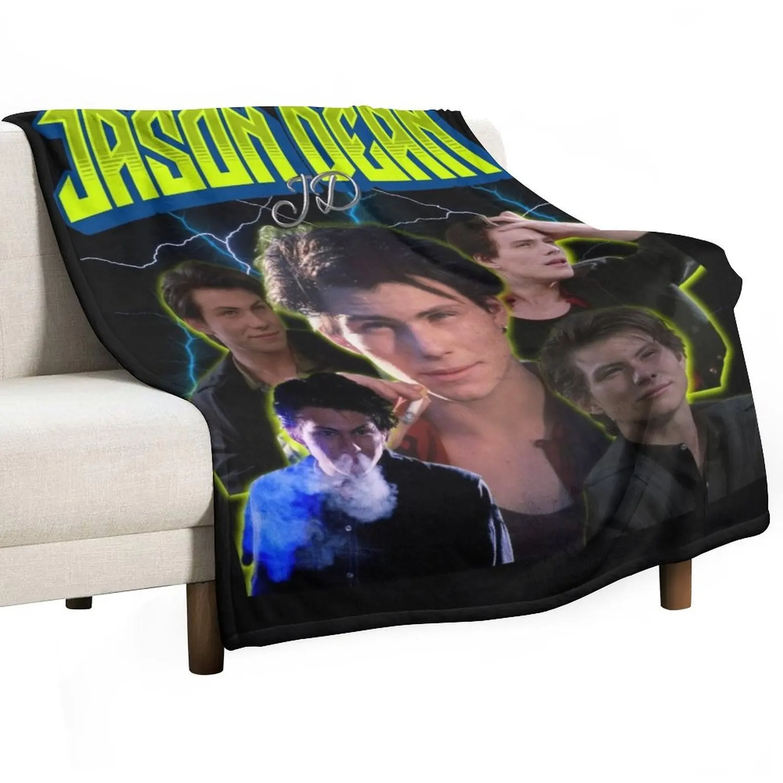 Jason 'JD' Dean Retro Tee. Throw Blanket Soft Big Flannel Blankets