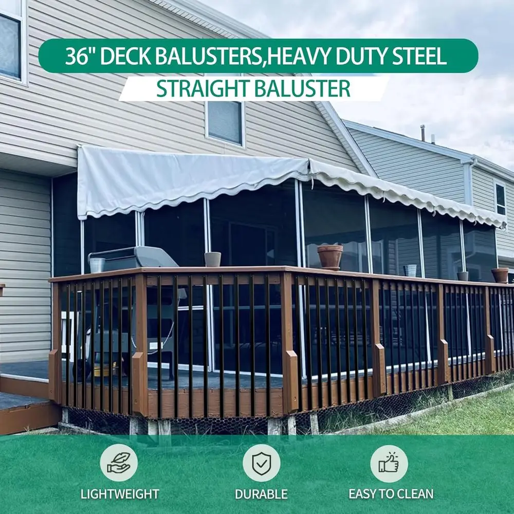 36 Hollow Rectangular Stair Railing for Deck and Indoor Stairs, 25-Pack with Screws for Outdoor Porch Railing