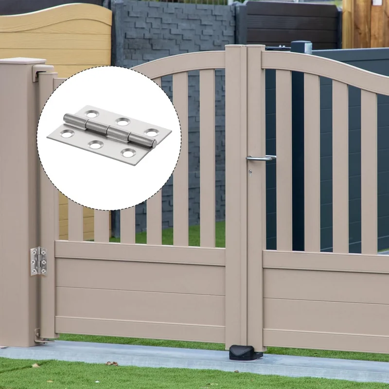 12 مجموعة من مفصلات الفولاذ المقاوم للصدأ، خزانة صغيرة، قابلة للطي مع براغي، فضي عالي التحمل #4