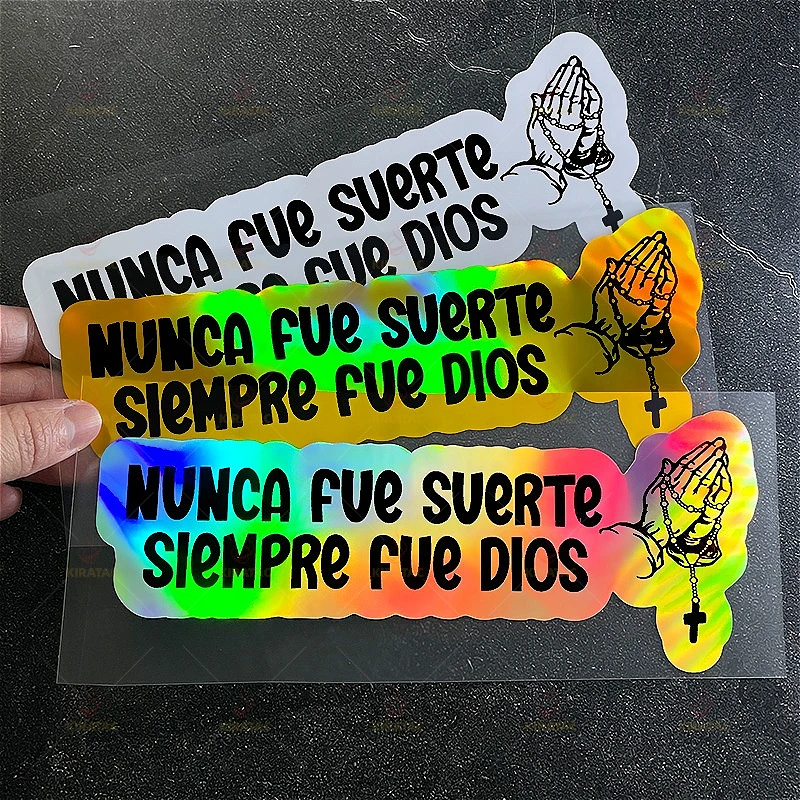 

1PC NUMCA FUE SUERTE SIEMPRE FUE DIOS Car Stickers for Auto Windows Motocycle Fairing Fuel Tank Scooter Waterproof Vinyl Decals