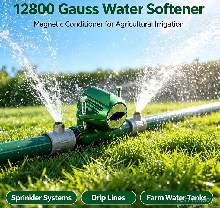 12800 Gauss Hard Water Magnetic Conditioner No‑Salt Scale Prevention Descaler For Farm Irrigation Household Water System