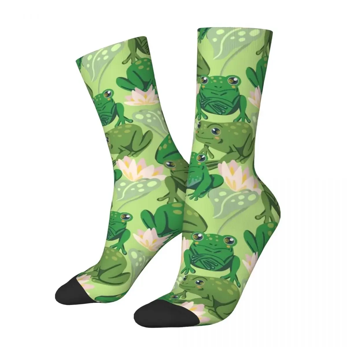 Cute Frog Stockings Unisex Pink Flowers Socks Soft Modern  Winter Running Anti Skid Custom  Birthday Present