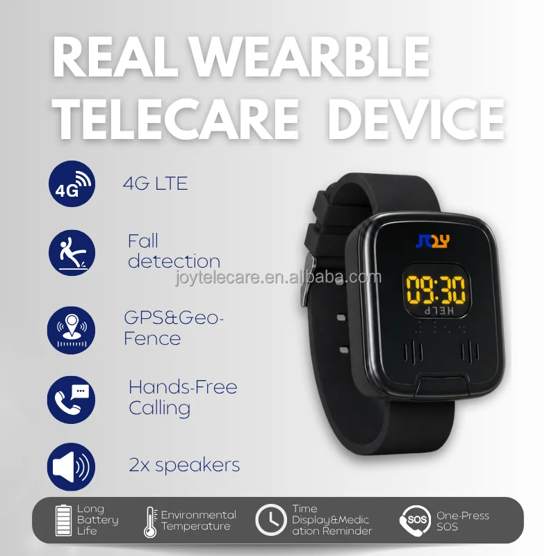Mobile Medical Alert System | Environmental Temperature Sensor | Dual Speakers | Senior Safety Emergency Device GPS Tracking SOS