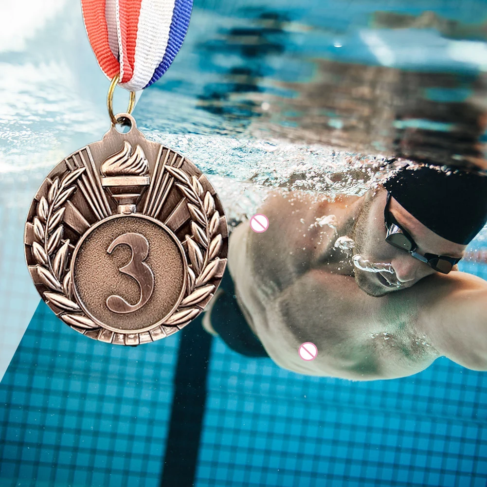 5cm Gold/Silver/Bronze Medal Award Medals with Neck Ribbon Sports Rewards Metal Winner Medals for Talent Show Party Race