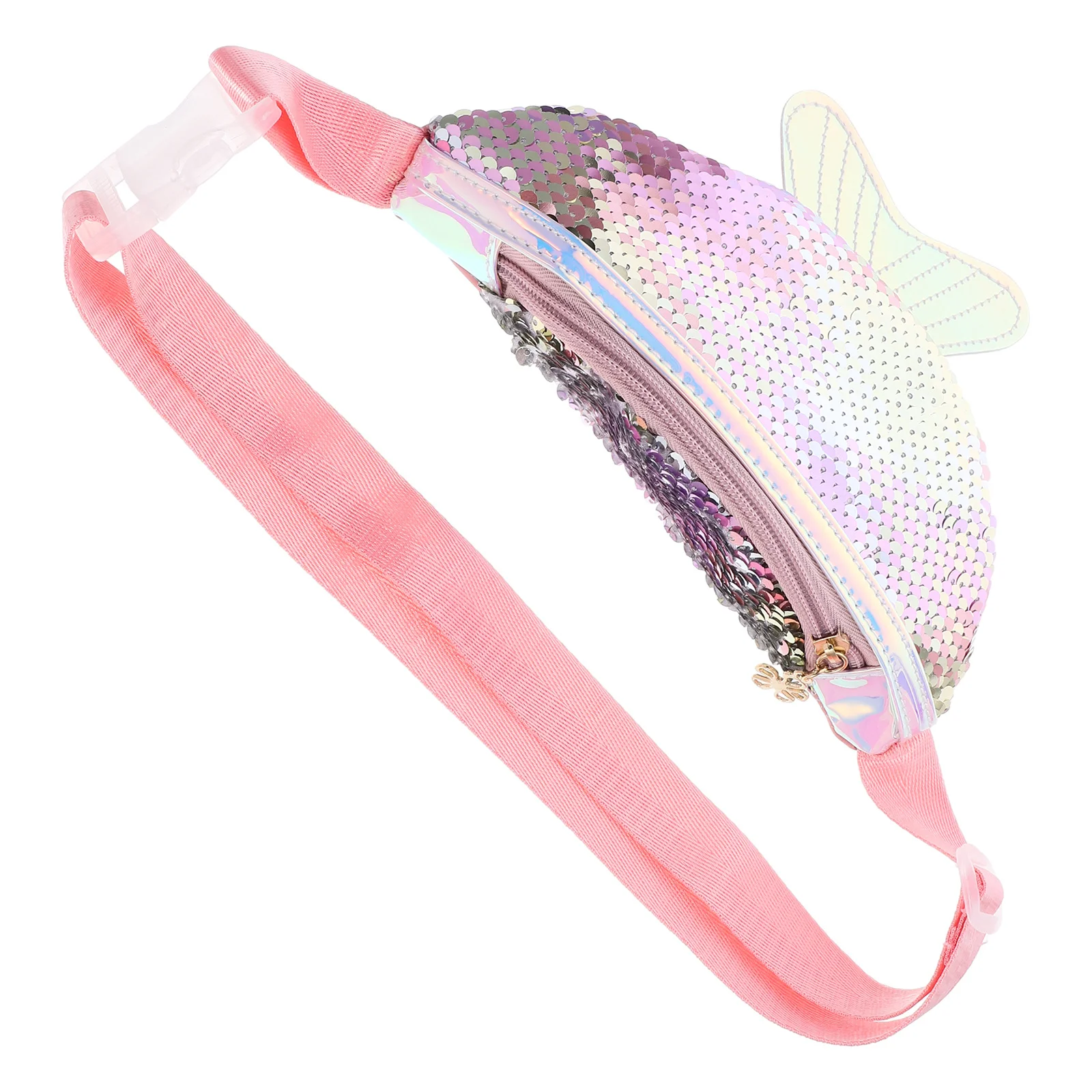 

Fish Tail Sequins Waist Bag Pink Mini Women Purse Multifunctional Crossbody Chest Pack Casual Sport Bag Lightweight PU