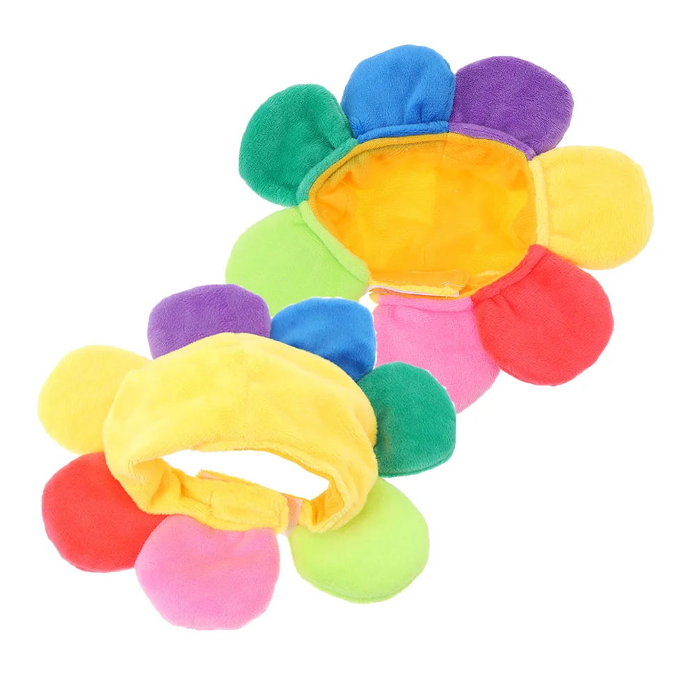

2Pcs Floral Cat Hat Soft Sunflower Party Headwear Pet Costume Puppy Birthday Headdress Sunflower Cat Headdress