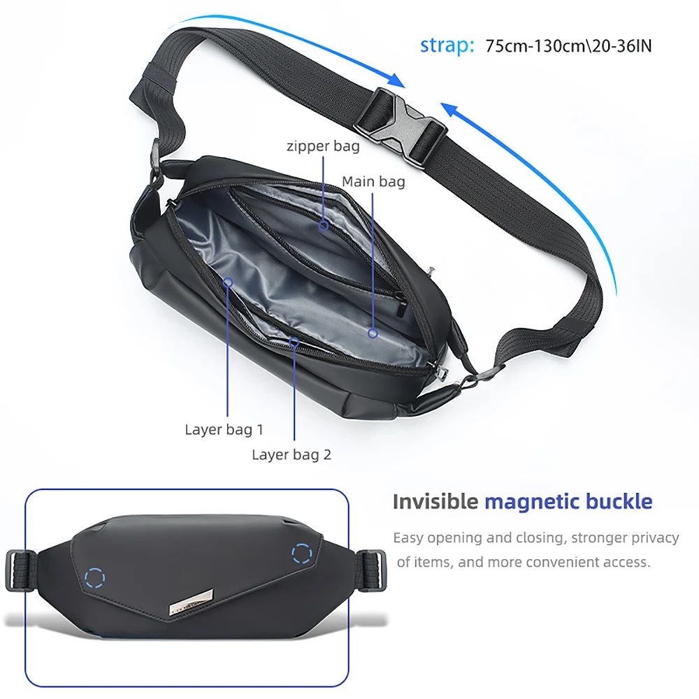Hcankcan Herren Umhängetasche lässig hochwertige Umhängetasche leichte Schulter taschen wasserdichte Packung multifunktion ale Brusttasche