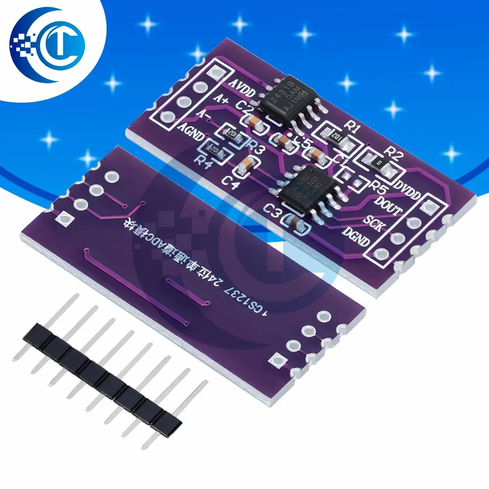 Módulo ADC CS1237 de 24 bits Chip de referencia externo TL431 integrado Detección de pesaje de un solo canal 24 bits CS1238 de doble canal