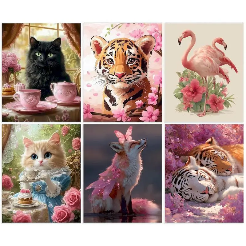 

GATYZTORY DIY Pictures By Number Kits Home Decor Drawing By Numbers Colorful Animals On Canvas HandPainted Numbers Painting Gift