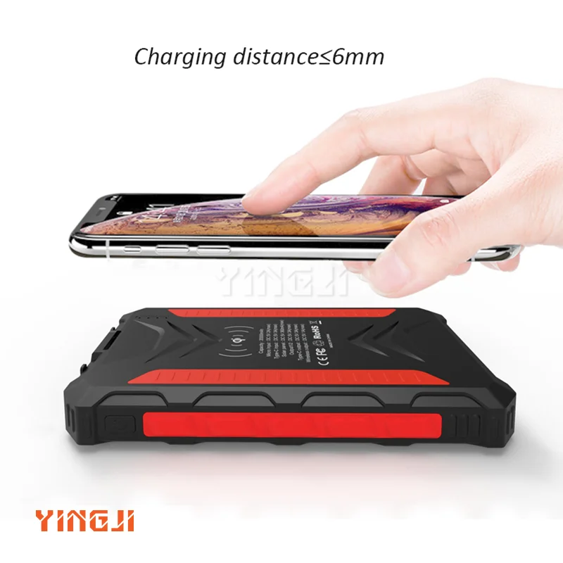

Wireless charging waterproof solar power bank 20000mAh dual USB portable solar panel power bank, outdoor, emergency backup