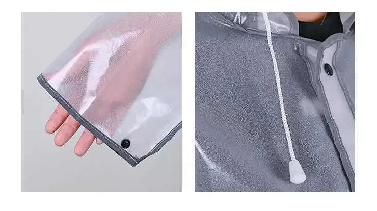 Transparent Raincoat Reflective Strip Plastic Work Night Outdoor Long