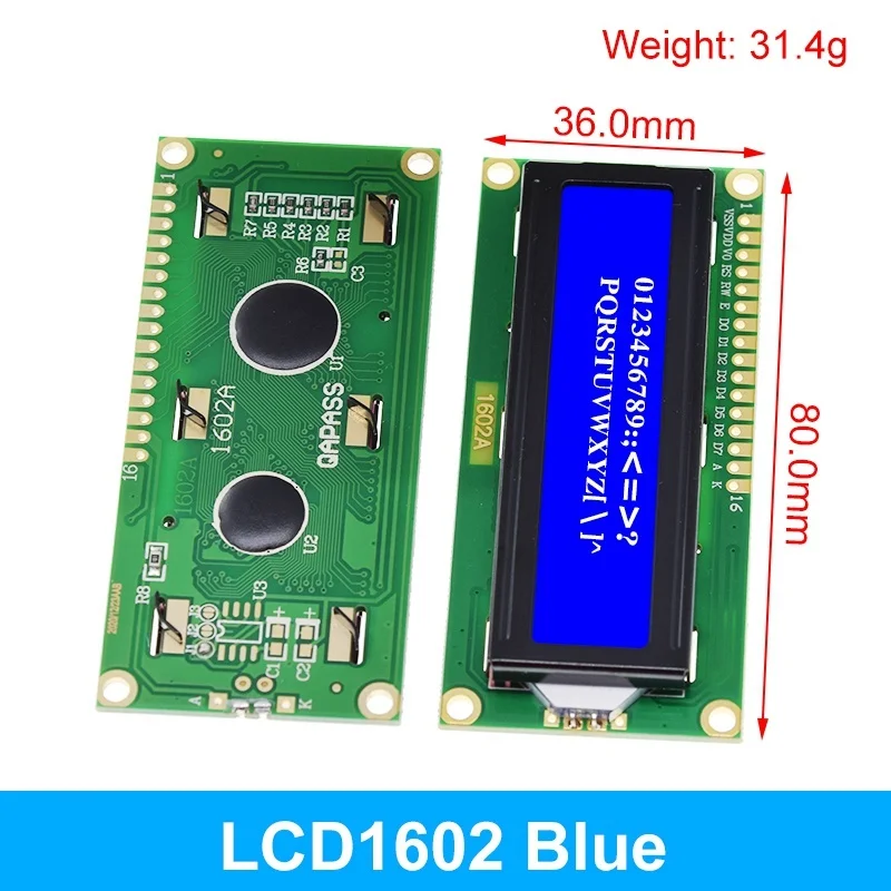 LCD1602 1602 LCD Module Blue / Yellow Green Screen 16x2 Character LCD Display PCF8574T PCF8574 IIC I2C Interface 5V for arduino