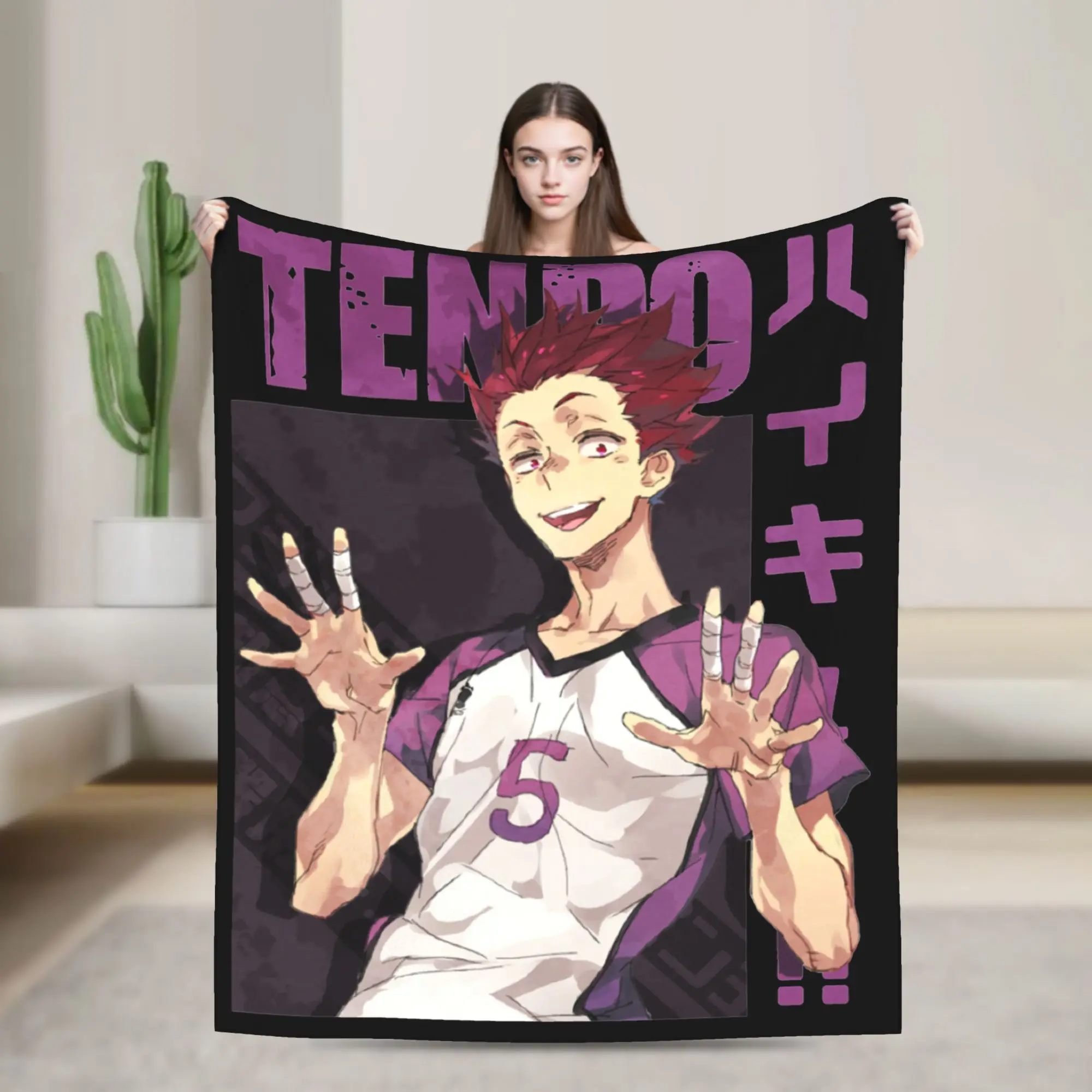 Haikyuu Tendou Decken Fleece bedruckt Hinata Karasuno Volleyball Kageyama Überwurfdecken für Bettwäsche Outdoor Plüsch dünne Steppdecke