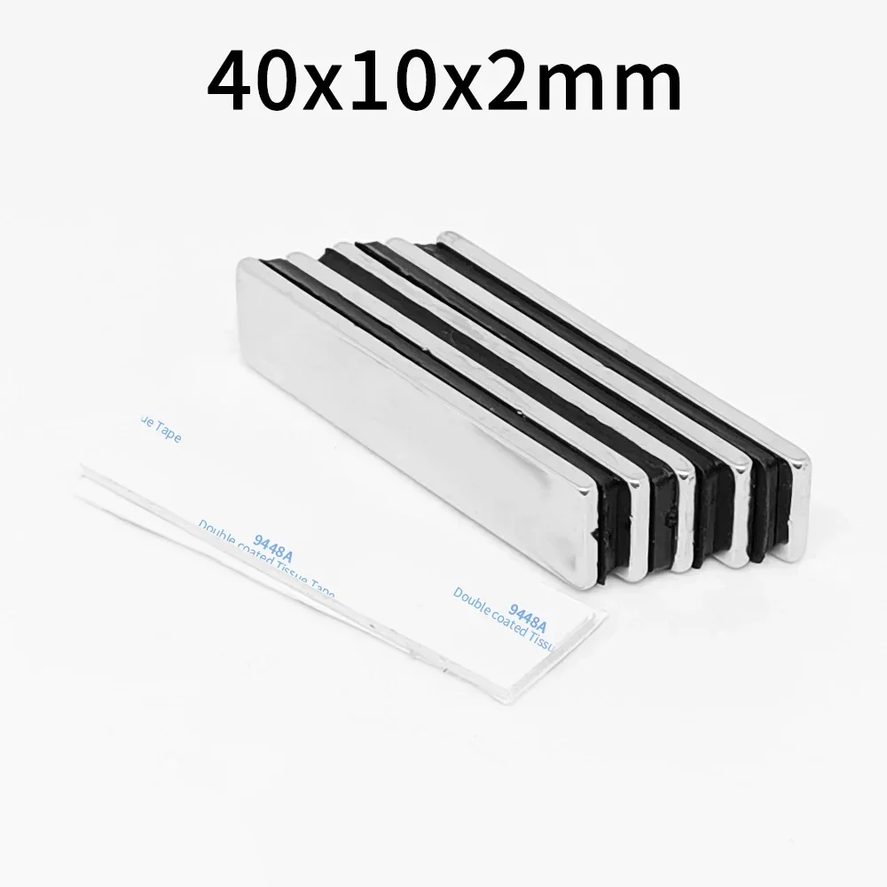 40x10x2mm Block Rare Earth Neodymium Magnet With 3M Tape 40*10*2 Rectangular Strong Powerful Magnets 40x10x2