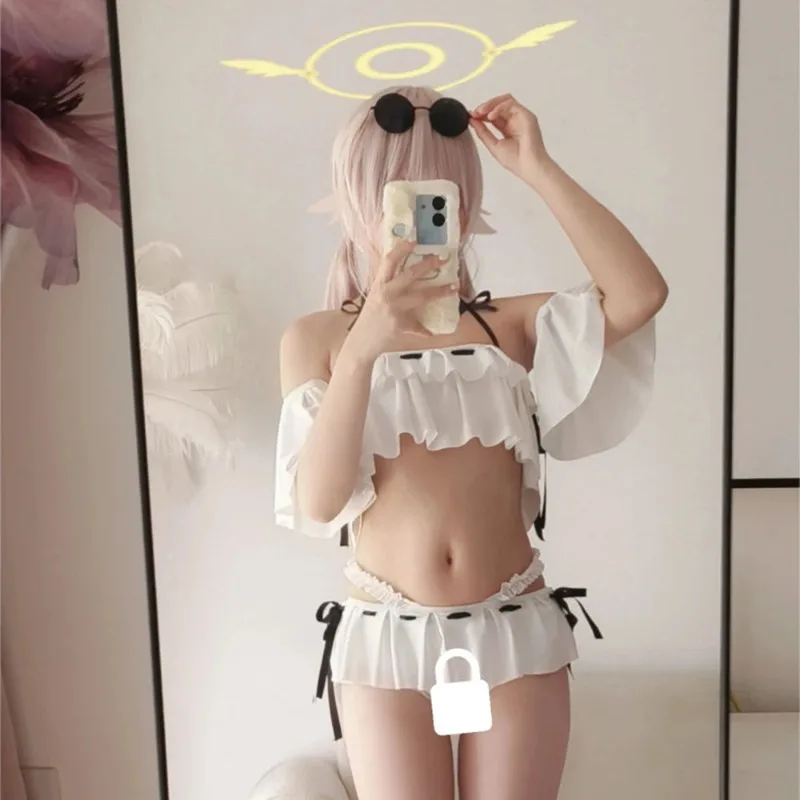 Game Blue Cosplay Archive Ajitani Hifumi Costume Swimwear Summer Bathing Suit Beach Ruffle Swimsuit Carnival Clothes for Women view 5