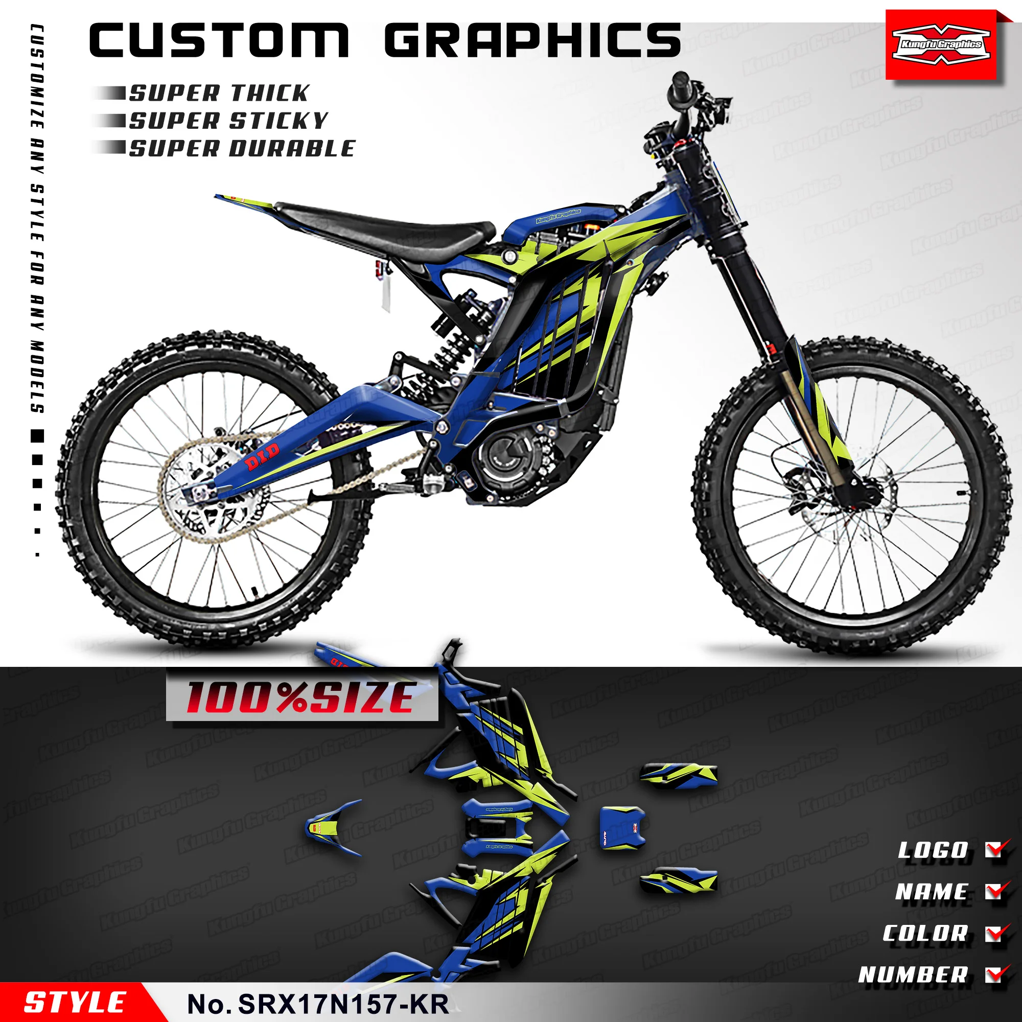 

KUNGFU GRAPHICS Adhesive Sticker Motorcycle Graphics for Light Bee X Segway X160 X260, Decoration, SRX17N157-KR