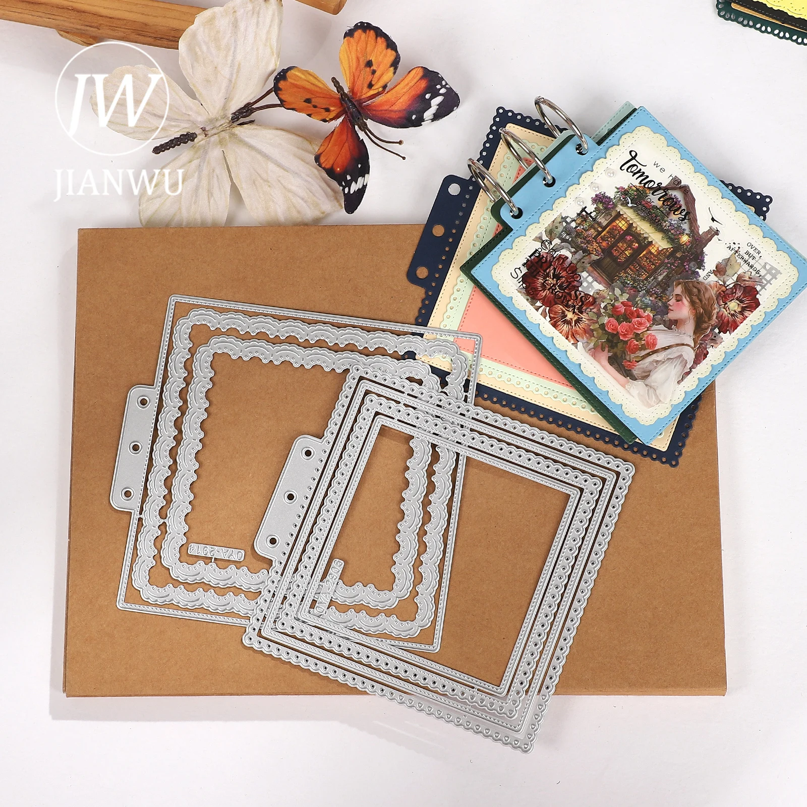 JIANWU Vintage Lace Hollow Border  Material Collage Scrapbook Loose-le...