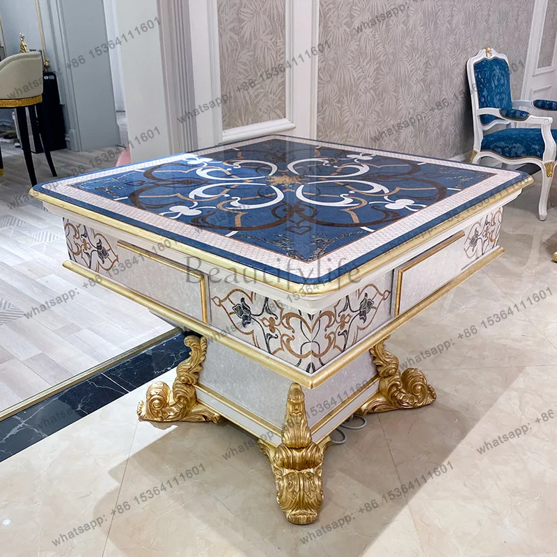French mahogany inlaid shell parquet chess and card table household mahjong table dining table combination furniture